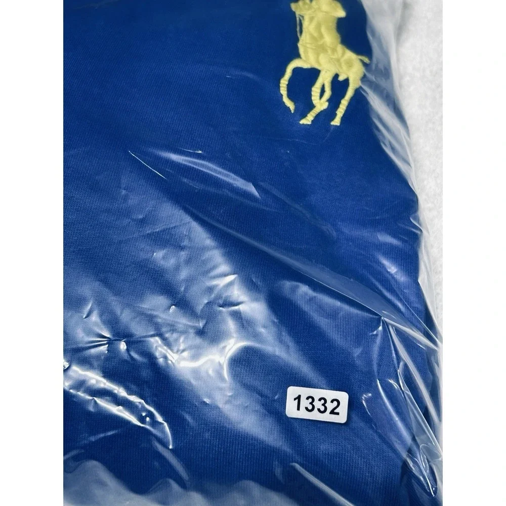 Polo Ralph Lauren Big Pony Hoodie Men's 3XLB Royal Blue 3 On Sleeve Fleece VTG